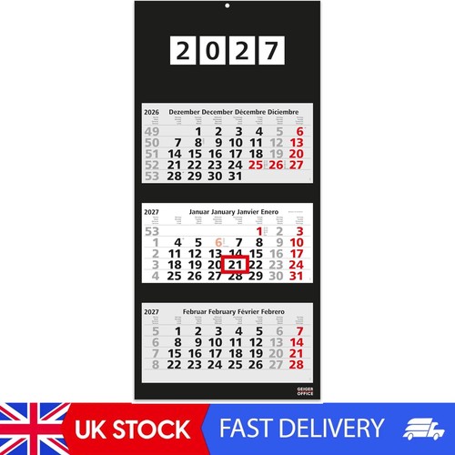 Wandkalender 2026 schwarz - 3-, /